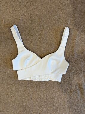 Zara White Elastic-Back Cropped Top